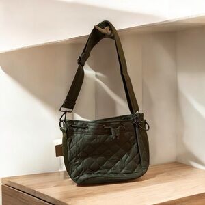 Olive Quilted Shoulder Bag